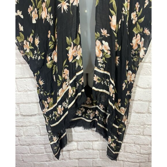 American Eagle Kimono Cardigan Top One Size Shawl Beach Coverup Ruana Floral - Picture 7 of 15